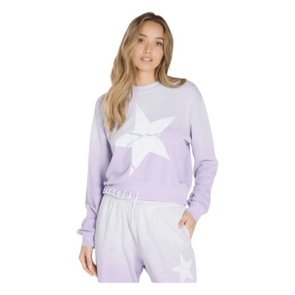 Lauren Moshi McKinley Spaulding Cracked Star Sweatshirt Purple Ombre - Picture 1 of 8